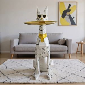 Large Light Resin Doberman Dog Butler Sculpture - Floor-Standing Home Decor - Product Image 2