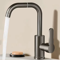 Robinet de cuisine et de salle de bain classique en acier inoxydable, à montage sur plan, monocommande, avec capteur tactile, finition noire