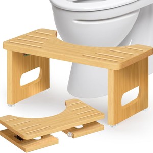 Tabouret de toilette en bois transfrontalier, repose-pieds de salle de bain, tabouret de douche pliant en bois - Product Image 1