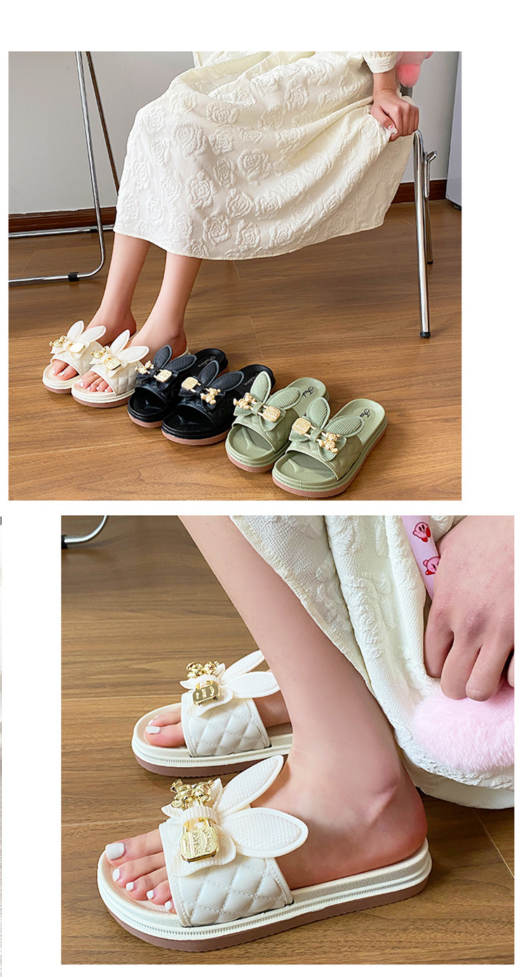 Rabbit Slippers Female Fashion Flat Thick Sole Anti-slip Sandals Women Casual Shoes