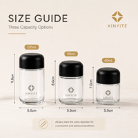 Pot en verre transparent avec logo personnalisé, 60, 90, 120 ml, couvercle sécurité enfant, flacon de stockage pour herbes, option boîte cadeau et sac en papier