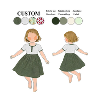 Nouvelle Robe Personnalisable pour Fille en Bas Âge 2026, Robe en Coton à Manches Courtes et Col Henley Bicolore à Pois