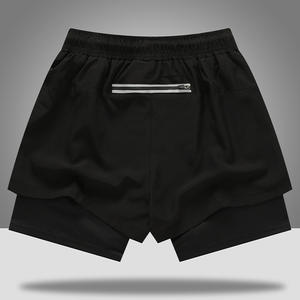 Short de sport trois-quarts double couche pour homme, taille haute, séchage rapide, imprimé, basket-ball d'été, fitness, pantalon de course extensible - Product Image 3