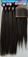 Lots de Mèches Mélangées en Gros avec Closure 4*4 Style Bouclé Kinky Couleur Naturelle Lots de Cheveux Bon Marché pour Femmes Noires