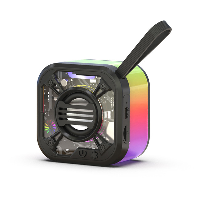 Portable Wireless Bluetooth Mini Speaker Transparent and Colorful Ambient Sound System Cybermecha Style Outdoor Small Speaker