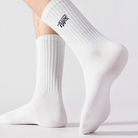 Chaussettes Personnalisées pour Homme, Noires et Blanches, Mi-mollet en Tricot avec Lettres Brodées, Mignonnes pour Hiver, Sports, Course, Basketball, avec Logo