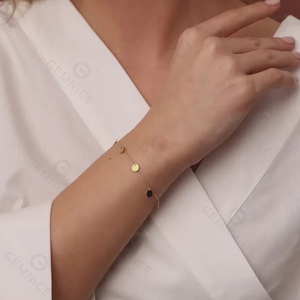 Conjunto de Collar y Pulsera Gemnel Minimalista con Cadena Delgada y Colgante de Moneda Plana para Mujer - Product Image 2
