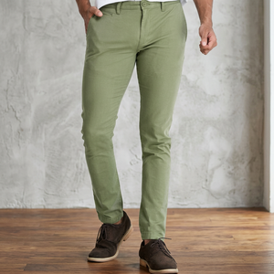 Pantalon en velours côtelé décontracté pour homme, taille mi-haute, coupe droite, couleur olive clair, avec fermeture éclair, en coton extensible, plusieurs coloris - Grande Vente - Product Image 2