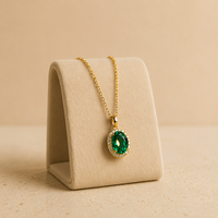 Kalung Liontin Kristal Rhinestone Potongan Oval Minimalis Prancis, Trendi Berlapis Emas 14K, Perhiasan Rantai Mewah Ringan untuk Wanita