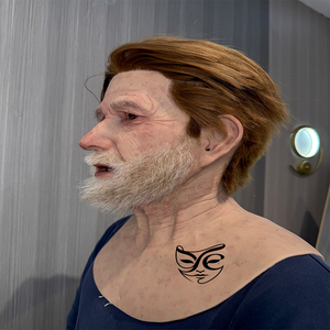 Masque en silicone réaliste fait main avec cheveux et barbe pour hommes, masques de visage complets, masque d'Halloween, accessoires de cinéma pour acteurs, haute qualité - Product Image 3
