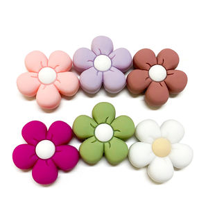 Attache-tétine en silicone de qualité alimentaire, motif floral, perles focales non toxiques, à mâcher, 10 couleurs, unisexe, certifiées EN71, vente en gros - Product Image 4