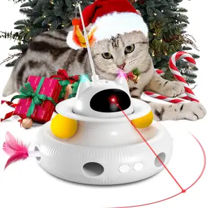 猫のおもちゃ4-in-1レーザー猫のおもちゃ屋内猫のためのスマートインタラクティブ電子子猫のおもちゃ