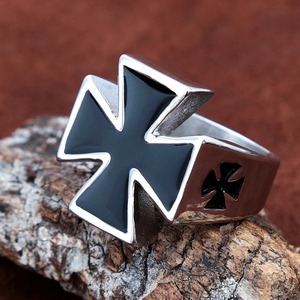 yunnique <b>Titanium</b> Steel German Iron Cross <b>Ring</b> Men's Retro Geometric Shape Jewelry Gift Size Us - Product Image 2