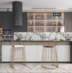 Isla de Cocina Modular Moderna de Acero Inoxidable para Exteriores con Protector Contra Salpicaduras de Acrílico y Grifo para Villas - Product Image 4