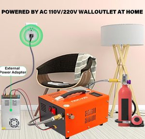 <span class=keywords><strong>Compresor</strong></span> <span class=keywords><strong>de</strong></span> <span class=keywords><strong>aire</strong></span> Pcp 4500PSI 300bar 30mpa <span class=keywords><strong>compresor</strong></span> Pcp <span class=keywords><strong>portátil</strong></span>, 12V DC/<span class=keywords><strong>110V</strong></span> AC Pcp parada manual, con adaptador <span class=keywords><strong>de</strong></span> corriente externo - Product Image 5