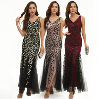 Robe de soirée élégante et sexy à dos nu, style automne européen et américain, longue robe de soirée et de bal pour femmes