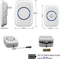 Sonnette de porte intelligente sans fil pour maison connectée, design moderne, étanche IP44, portée 300M, 2 émetteurs, contrôle par application, 38 mélodies, 4 niveaux de volume