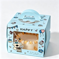Emballage pour dessert, boîte à gâteau d'anniversaire, fenêtre transparente en PET, poignée portable, impression de logo personnalisée, emballage cadeau pour les fêtes, boîte à pâtisserie