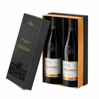 Boîte cadeau pour vin sur mesure, boîte d'emballage en carton avec logo en feuille d'or de qualité supérieure, couvercle et base, pour vin, rhum, alcool