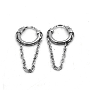 yunnique Hoop Earrings <b>Titanium</b> Steel <b>Chain</b> Design Unisex Fashion Drop Earrings Geometric Metal Style Fall 2024 - Product Image 1