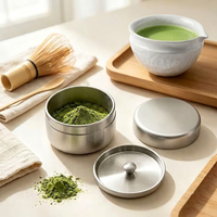Kits de démarrage Matcha OEM : Boîte à Matcha en acier inoxydable, Fouet en bambou, Cuillère, Bol en céramique avec bec verseur