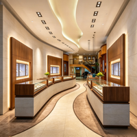 Comptoir et vitrine de présentation de bijoux en bois sur mesure avec meubles de bijouterie en verre LED et marbre pour l'aménagement de magasins de détail de bijoux