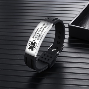 Bracelet d'alerte médicale gravé sur mesure en acier inoxydable et silicone, bracelet d'identification médicale avec étoile de la vie, bracelet d'identification d'urgence - Product Image 5