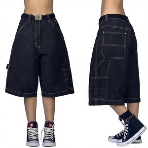 Pantalones Cortos Bermuda de Mezclilla de Algodón Sólido para Hombre, Cintura Alta, Cierre con Botones, Azul, Tejido Transpirable - Product Image 1