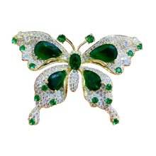 Broche papillon rétro française de luxe plaquée or avec diamants en émail coloré pour mariage, fiançailles, cadeau - Product Image 5