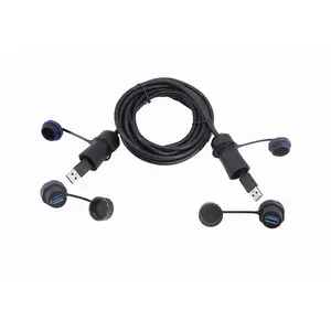 Cable conector USB 3,0 hembra, resistente al agua, con cubierta protectora, M20, IP68
