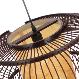 Lámpara Colgante Redonda de Bambú Tejido, E27 LED, Iluminación para Hoteles y Restaurantes, Estilo del Sudeste Asiático - Product Image 1