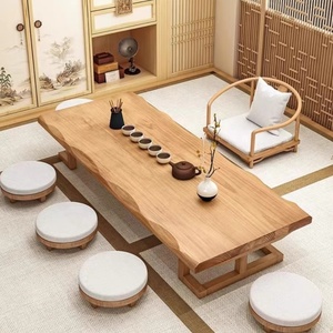Juego de sillas de mesa de té Tatami japonés de madera maciza, mesa baja Simple, ventana flotante para Zen <span class=keywords><strong>Kung</strong></span> <span class=keywords><strong>Fu</strong></span>, <span class=keywords><strong>restaurante</strong></span>, hogar, sentado, hora del té - Product Image 3