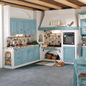 JINGSHUN - Mueble de Cocina Estilo Mediterráneo Azul, Juego Completo de Muebles de Madera Maciza, Fabricante de Muebles de Interior, Solución Integral - Product Image 1