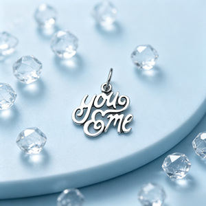 Breloques 'Tu & Moi, <span class=keywords><strong>elle</strong></span> est toujours dans mon cœur' en argent sterling 925 pour bracelet DIY, bijoux à message romantique, cadeaux - Product Image 2