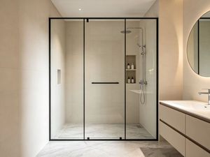 Puerta de ducha corrediza de vidrio templado con marco de aluminio para baño, puerta de vidrio para cuarto húmedo - Product Image 2