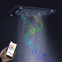 Panneau de douche à LED carré 24 pouces, salle de bain, pommeau de douche de luxe, cascade, SPA