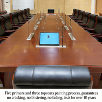 Table de conférence vidéo intelligente extensible sans papier avec élévateur de moniteur motorisé – Bureau moderne grand format multi-personnes en MDF écologique