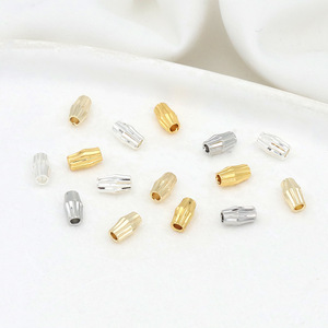Cuentas espaciadoras de cobre con corte baguette cónico, chapadas en oro de 18K y plata, para la fabricación de pulseras, accesorios de joyería y componentes de manualidades DIY. - Product Image 1