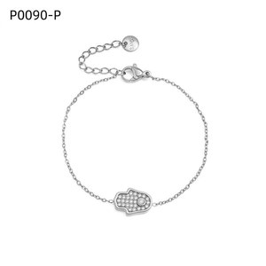 Amy Amy Hamsa Hand Bracelet 925 Silver Rhodium Plated Crystal <b>Charm</b> Minimalist Design for Women Everyday Wear - Product Image 1