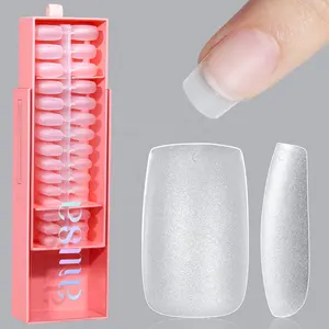 Aillsa 240 Pcs 15 Sizes Square Nail Tip Matte Upgraded Soft Gel Nail Tips Full Cover Nail Tips