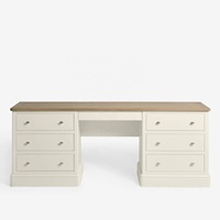 Table de maquillage de style minimaliste personnalisée, en bois massif peint en blanc, placage de chêne, console avec tiroir, coiffeuse avec étagère à bijoux