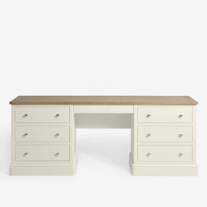 Table de maquillage de style minimaliste personnalisée, en bois massif peint en blanc, placage de chêne, console avec tiroir, coiffeuse avec étagère à bijoux - Product Image 3