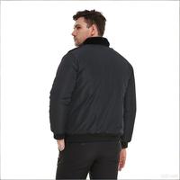 Chaqueta Bomber Acolchada con Cuello de Forro Polar y Cierre de Cremallera, Bolsillos Dobles con Parche, Abrigo de Invierno para Trabajo, Logotipo Personalizado para Uniformes de Seguridad y Personal de Propiedades