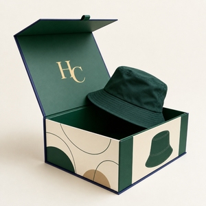 Boutique <b>Magnetic</b> Closure <b>Gift</b> <b>Box</b> Luxury Retail Packaging Book Style Presentation <b>Box</b> For Hat Scarf Fashion Accessories Brands - Product Image 1
