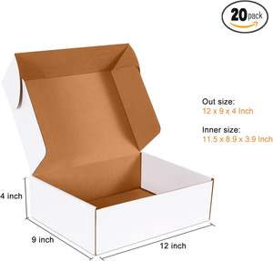 Boîtes d'expédition 12x9x4 pouces, lot de 20, boîte en carton ondulé blanc, boîte d'expédition de documentation - Product Image 4