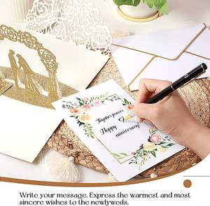 Sobres de Boda 3D con Lentejuelas Doradas de Lujo, Invitación para Despedida de Soltera, Tarjeta de Felicitación Plegable, Regalo de Boda - Product Image 4