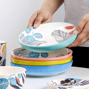 Vajilla de cerámica de estilo bohemio, platos de cena de cerámica, placa de calcomanía de Color para decorar - Product Image 2
