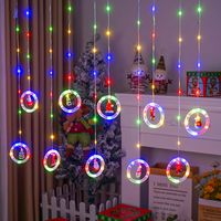 Guirlande lumineuse LED de Noël en forme d'étoile, anneau de vœux, flocon de neige, rideau lumineux 3m, décoration de fenêtre et d'arbre de Noël sur fil de corde