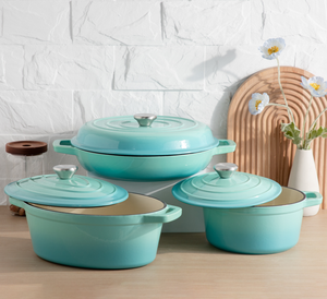 Soup Cooking Pot Wholesale Custom Lilac Baby Blue Ribbed Ceramic Cookware <b>Set</b>, <b>Stoneware</b> Casserole <b>Dinnerware</b>, Free Design Logo - Product Image 3