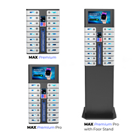 Y2Power MAX Premium Pro, Estación de Carga Rápida para Teléfonos Móviles con 16 Compartimentos, Pantalla Publicitaria Android de 15.6'', Soporte de Pie
